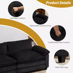 Karl Home | Sofá modular seccional de pana blanquecina de 90 pulgadas de ancho
