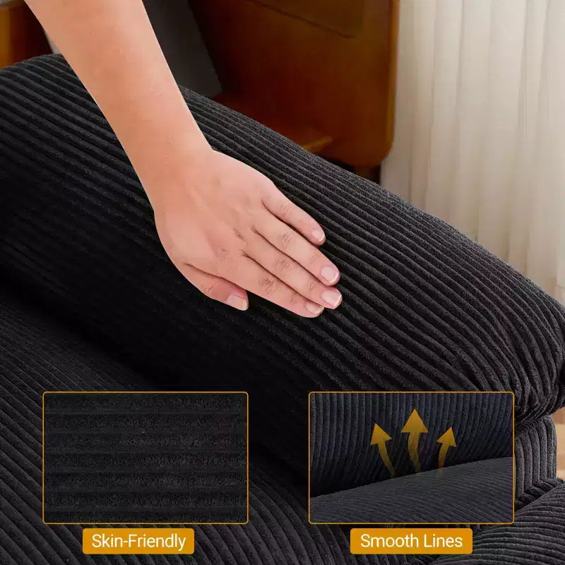 Karl Home | Sofá modular seccional de pana blanquecina de 90 pulgadas de ancho