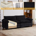 Karl Home | Sofá modular seccional de pana blanquecina de 90 pulgadas de ancho