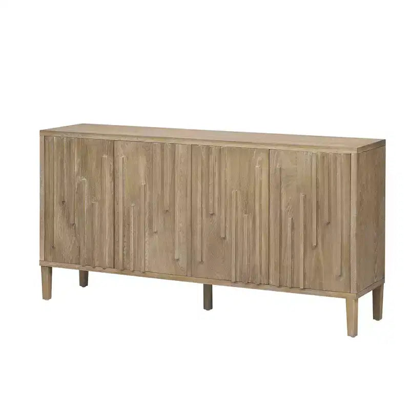 Luxystar 59.8 Handleless Sideboard Buffet Cabinet with Storage Shelves, Natural