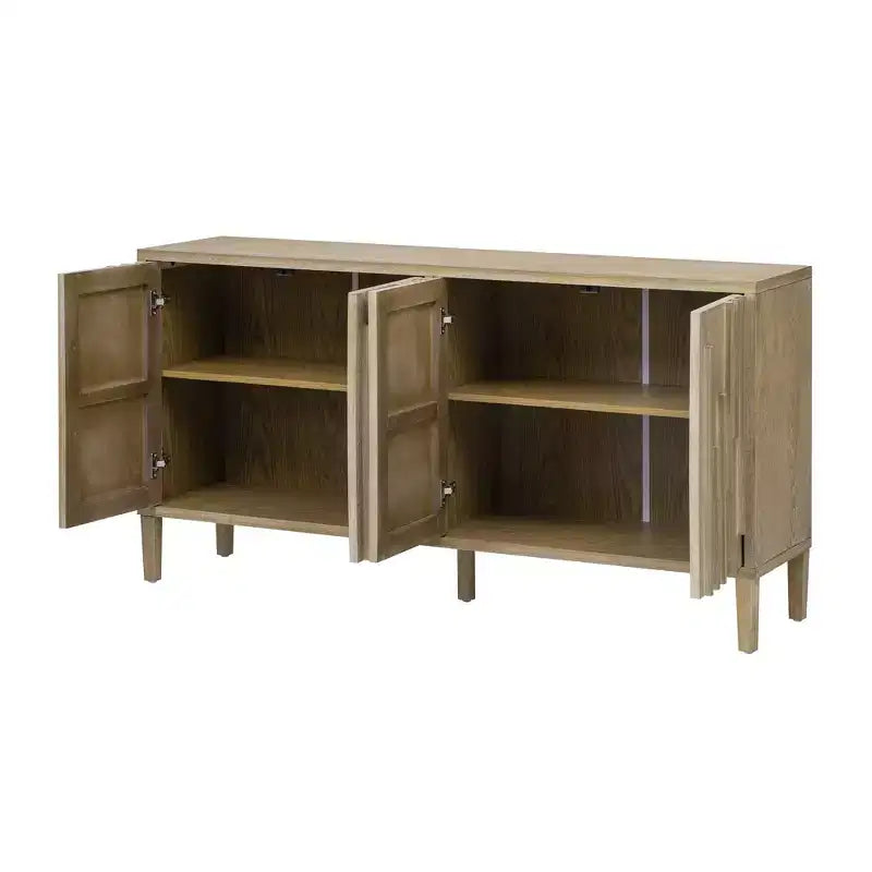 Luxystar 59.8 Handleless Sideboard Buffet Cabinet with Storage Shelves, Natural