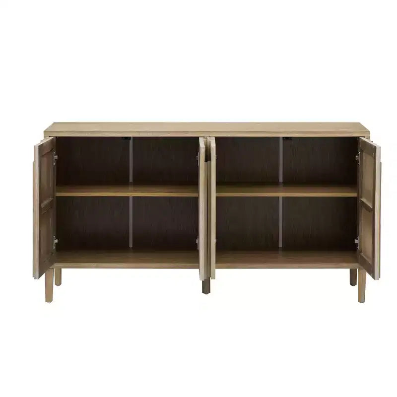 Luxystar 59.8 Handleless Sideboard Buffet Cabinet with Storage Shelves, Natural