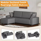 Sofá grande de pana a rayas de 96 pulgadas, sofá seccional moderno de gran tamaño en forma de L con asiento profundo, sofá modular cómodo para sala de estar, apartamento, estudio