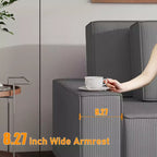 Sofá grande de pana a rayas de 96 pulgadas, sofá seccional moderno de gran tamaño en forma de L con asiento profundo, sofá modular cómodo para sala de estar, apartamento, estudio