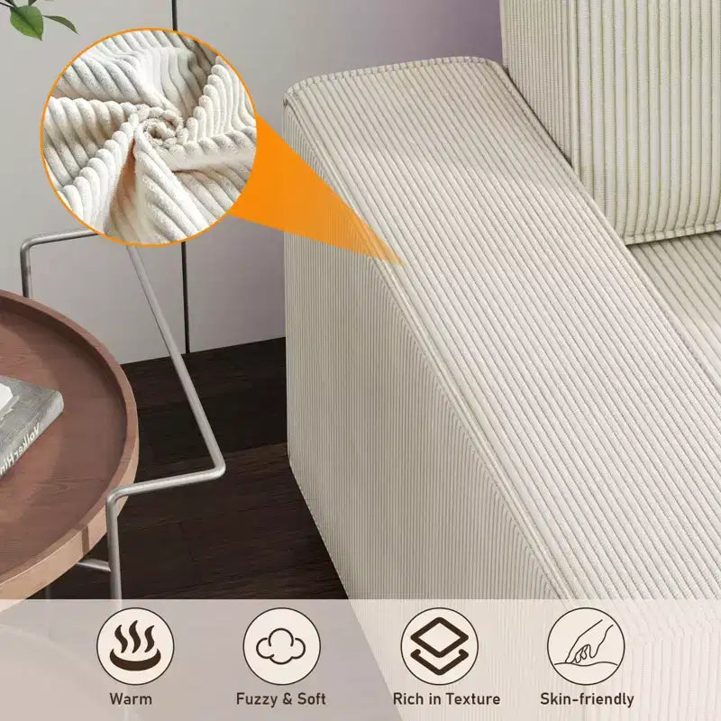 Sofá grande de pana a rayas de 96 pulgadas, sofá seccional moderno de gran tamaño en forma de L con asiento profundo, sofá modular cómodo para sala de estar, apartamento, estudio
