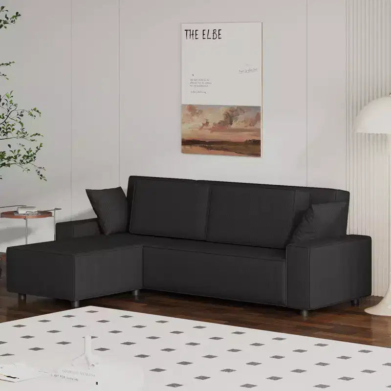 Sofá grande de pana a rayas de 96 pulgadas, sofá seccional moderno de gran tamaño en forma de L con asiento profundo, sofá modular cómodo para sala de estar, apartamento, estudio