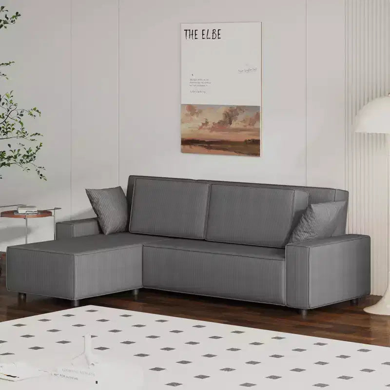 Sofá grande de pana a rayas de 96 pulgadas, sofá seccional moderno de gran tamaño en forma de L con asiento profundo, sofá modular cómodo para sala de estar, apartamento, estudio