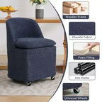 GDFStudio Galen Modern Chenille Upholstered Dining Chair with Universal Wheels