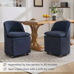 GDFStudio Galen Modern Chenille Upholstered Dining Chair with Universal Wheels