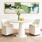 GDFStudio Galen Modern Chenille Upholstered Dining Chair with Universal Wheels