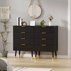 Modern Small Fluted 4 Drawer Dresser with Gold Handle for Bedroom, Nightstand