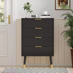 Modern Small Fluted 4 Drawer Dresser with Gold Handle for Bedroom, Nightstand