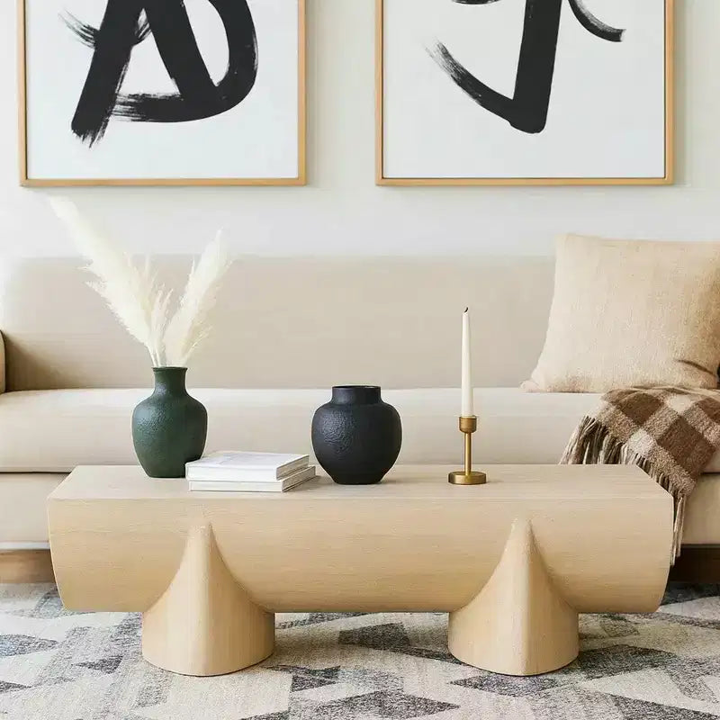 Mesa de centro Royal Hampton | Diseño de troncos de 48 | Madera de mango natural hecha a mano