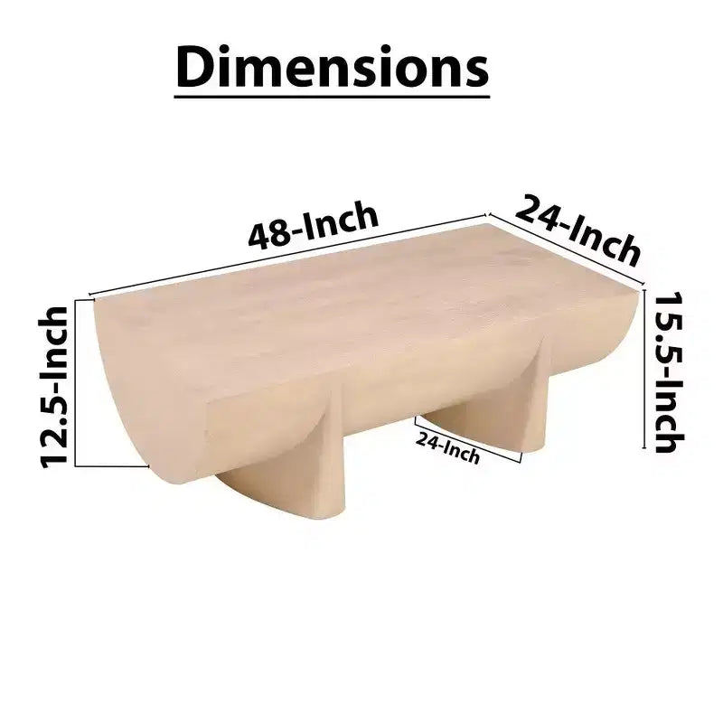 Mesa de centro Royal Hampton | Diseño de troncos de 48 | Madera de mango natural hecha a mano