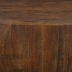 Mesa de centro Royal Hampton | Tapa redonda de 35,5" | Madera de mango marrón de nogal arenado con forma de tambor