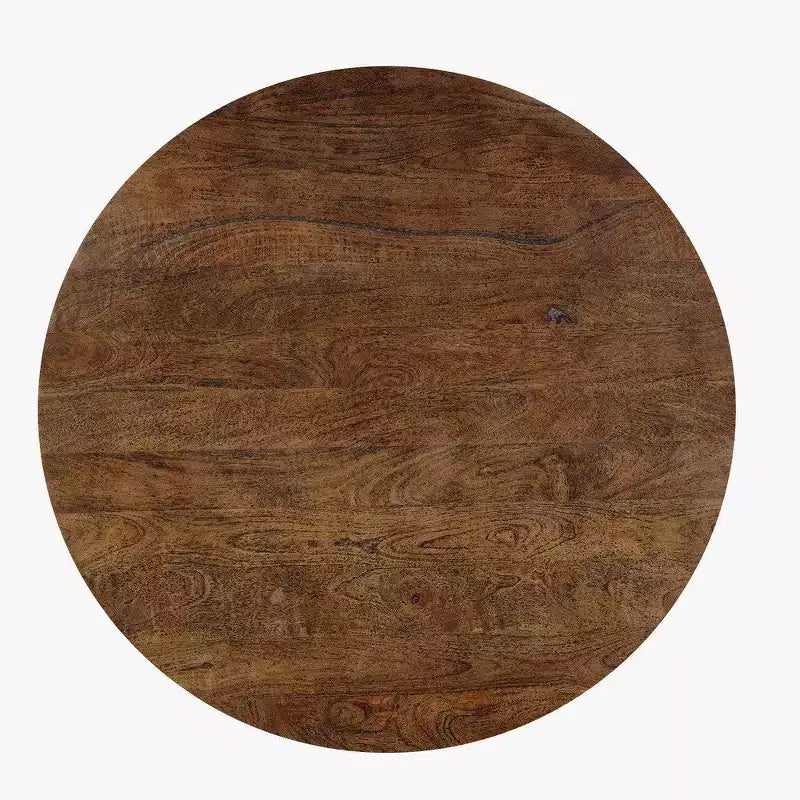Mesa de centro Royal Hampton | Tapa redonda de 35,5" | Madera de mango marrón de nogal arenado con forma de tambor