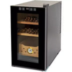 25L Electric Humidor Cigar Box, Temperature Adjustable Digital Display LED Lighted 150 Counts Cigar Cabinet with Spanish CED