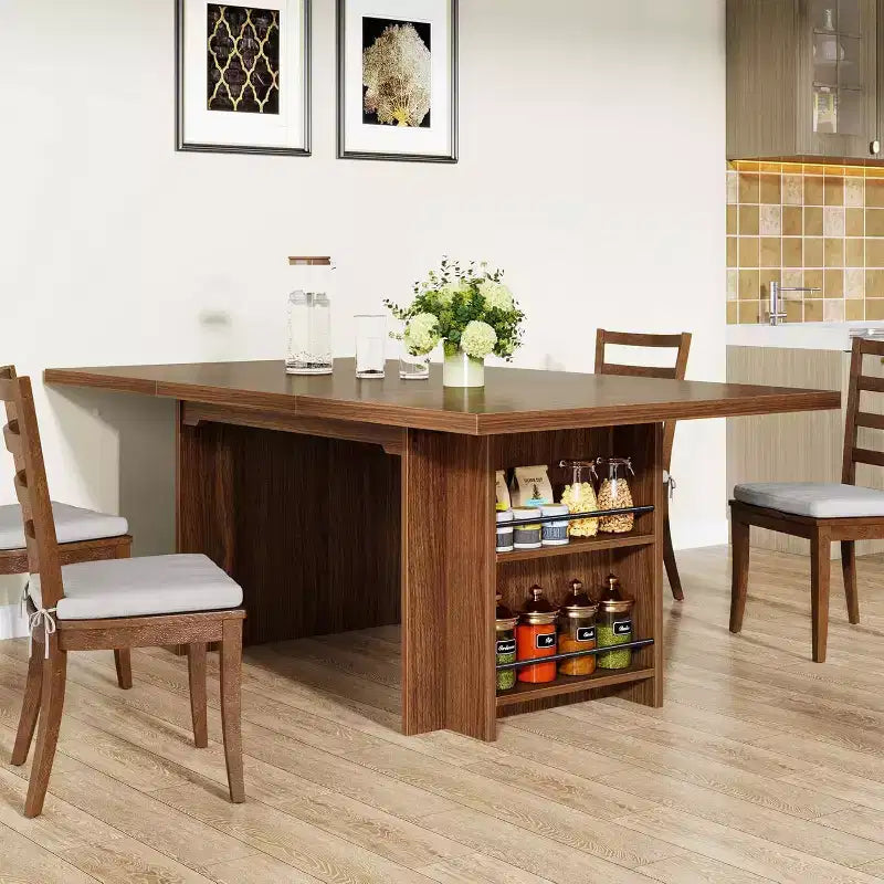 Mesa de comedor de casa de campo Lantine para 4-6, mesa de comedor rectangular de 62.99 pulgadas con almacenamiento para cocina, sala de estar