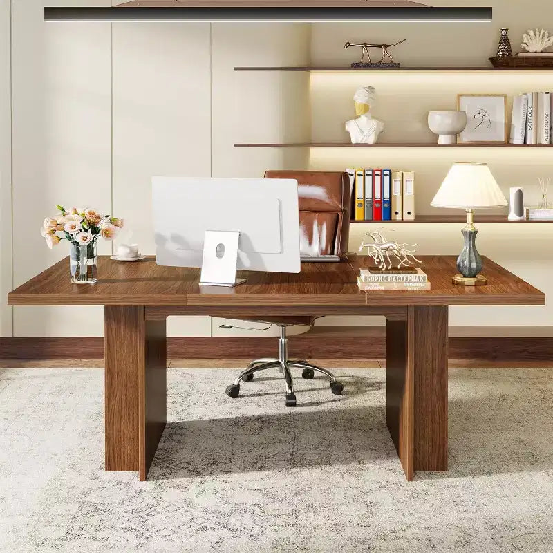 Mesa de comedor de casa de campo Lantine para 4-6, mesa de comedor rectangular de 62.99 pulgadas con almacenamiento para cocina, sala de estar