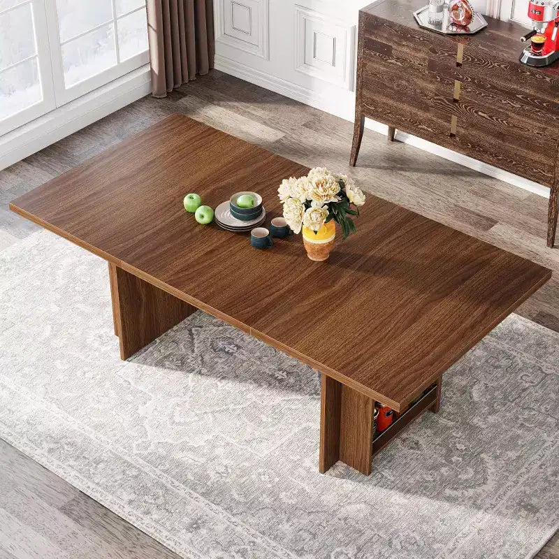 Mesa de comedor de casa de campo Lantine para 4-6, mesa de comedor rectangular de 62.99 pulgadas con almacenamiento para cocina, sala de estar