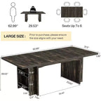 Mesa de comedor de casa de campo Lantine para 4-6, mesa de comedor rectangular de 62.99 pulgadas con almacenamiento para cocina, sala de estar