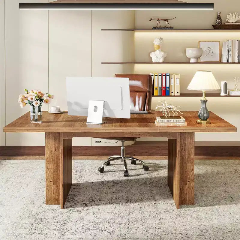 Mesa de comedor de casa de campo Lantine para 4-6, mesa de comedor rectangular de 62.99 pulgadas con almacenamiento para cocina, sala de estar