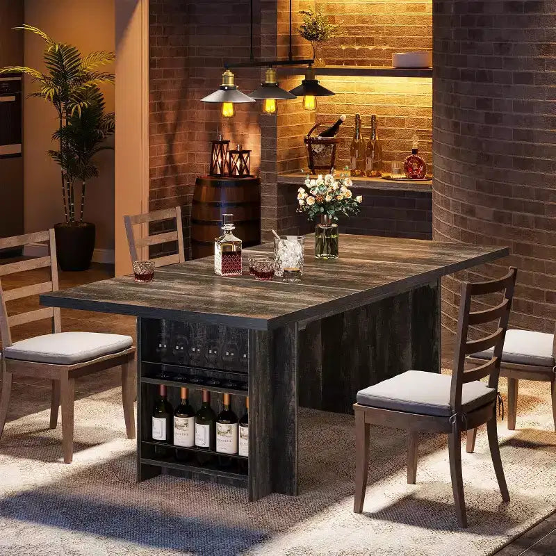 Mesa de comedor de casa de campo Lantine para 4-6, mesa de comedor rectangular de 62.99 pulgadas con almacenamiento para cocina, sala de estar