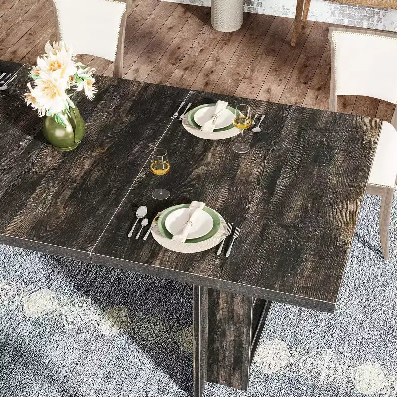 Mesa de comedor de casa de campo Lantine para 4-6, mesa de comedor rectangular de 62.99 pulgadas con almacenamiento para cocina, sala de estar