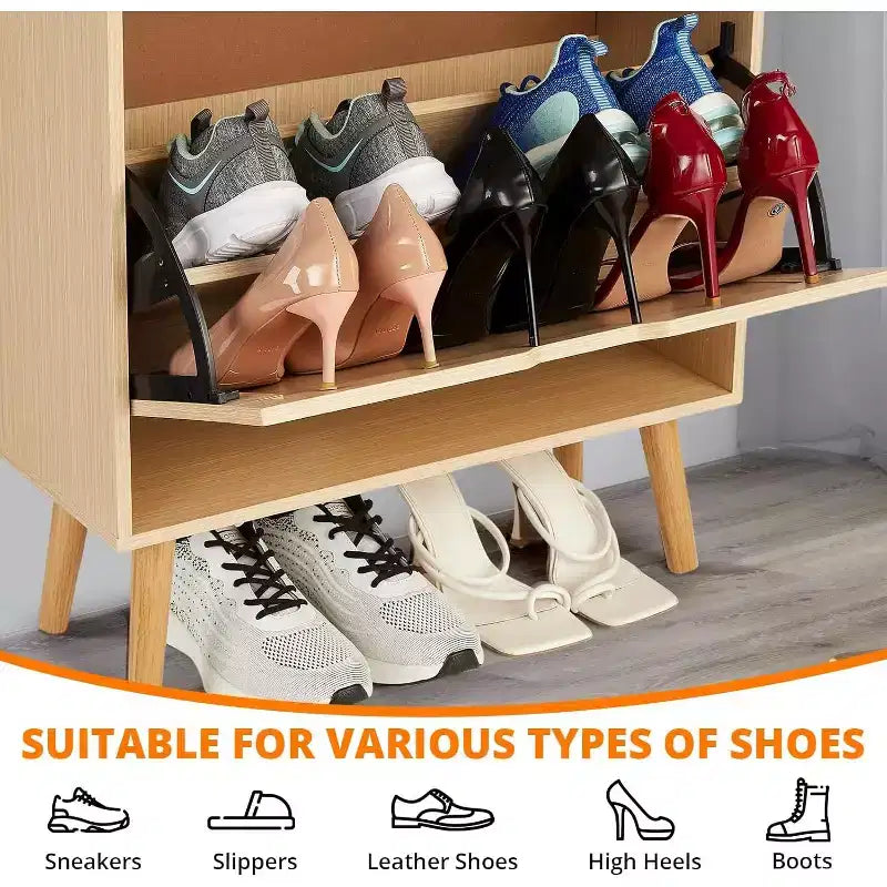 Zapateros/Armario - Zapatero Oculto con 2 Cajones Abatibles de Ratán y Diseño Antivuelco, Organizador de Almacenamiento para 12-15 Pares