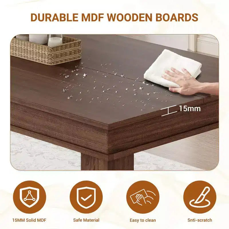 Mesa de comedor de casa de campo para 8 personas, mesas de cocina de madera de 180 cm de largo, marco de madera resistente