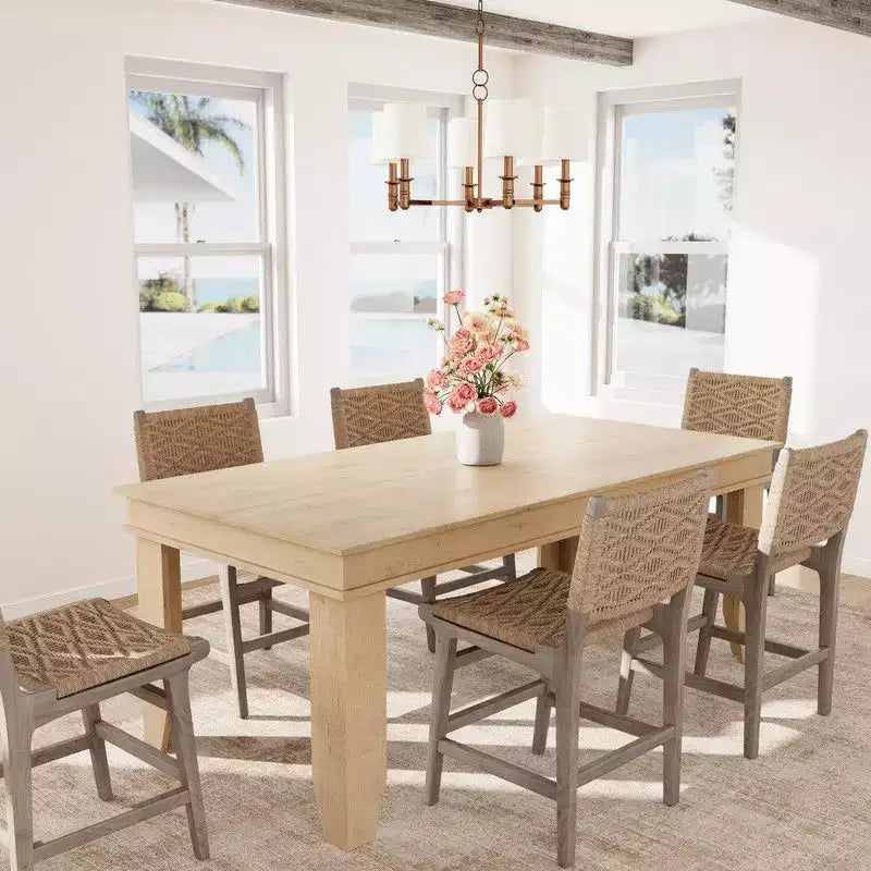 Mesa de comedor de casa de campo para 8 personas, mesas de cocina de madera de 180 cm de largo, marco de madera resistente