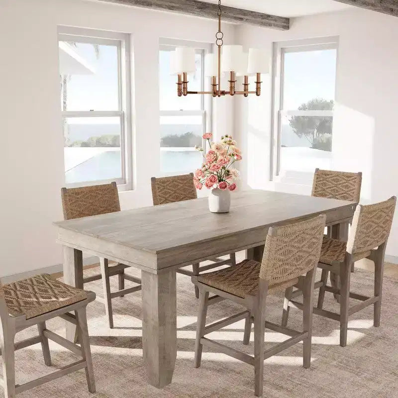 Mesa de comedor de casa de campo para 8 personas, mesas de cocina de madera de 180 cm de largo, marco de madera resistente