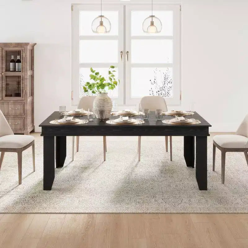 Mesa de comedor de casa de campo para 8 personas, mesas de cocina de madera de 180 cm de largo, marco de madera resistente