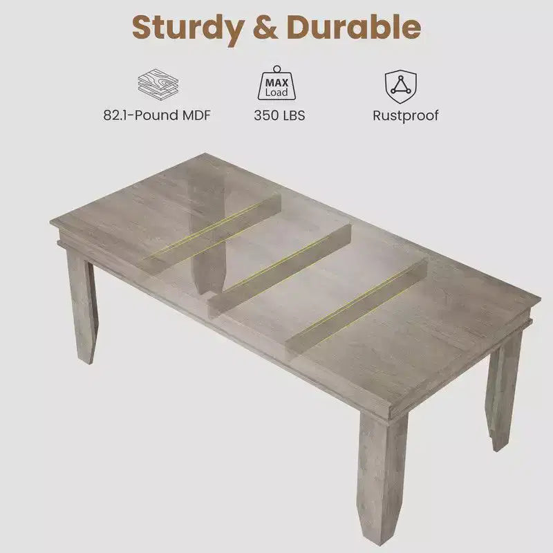 Mesa de comedor de casa de campo para 8 personas, mesas de cocina de madera de 180 cm de largo, marco de madera resistente