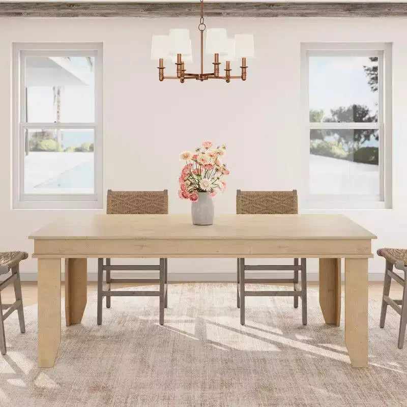 Mesa de comedor de casa de campo para 8 personas, mesas de cocina de madera de 180 cm de largo, marco de madera resistente