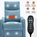 Sillón reclinable manual de masaje térmico con balancín y giratorio de tela para sala de estar