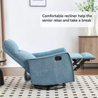 Sillón reclinable manual de masaje térmico con balancín y giratorio de tela para sala de estar