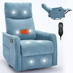 Sillón reclinable manual de masaje térmico con balancín y giratorio de tela para sala de estar