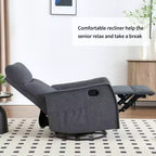 Sillón reclinable manual de masaje térmico con balancín y giratorio de tela para sala de estar