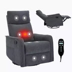 Sillón reclinable manual de masaje térmico con balancín y giratorio de tela para sala de estar