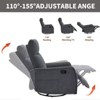 Sillón reclinable manual de masaje térmico con balancín y giratorio de tela para sala de estar