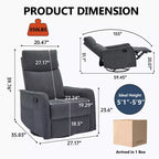 Sillón reclinable manual de masaje térmico con balancín y giratorio de tela para sala de estar