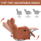 Sillón reclinable manual de masaje térmico con balancín y giratorio de tela para sala de estar