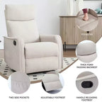 Sillón reclinable manual de masaje térmico con balancín y giratorio de tela para sala de estar