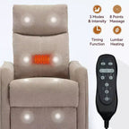 Sillón reclinable manual de masaje térmico con balancín y giratorio de tela para sala de estar
