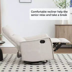 Sillón reclinable manual de masaje térmico con balancín y giratorio de tela para sala de estar