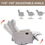Sillón reclinable manual de masaje térmico con balancín y giratorio de tela para sala de estar