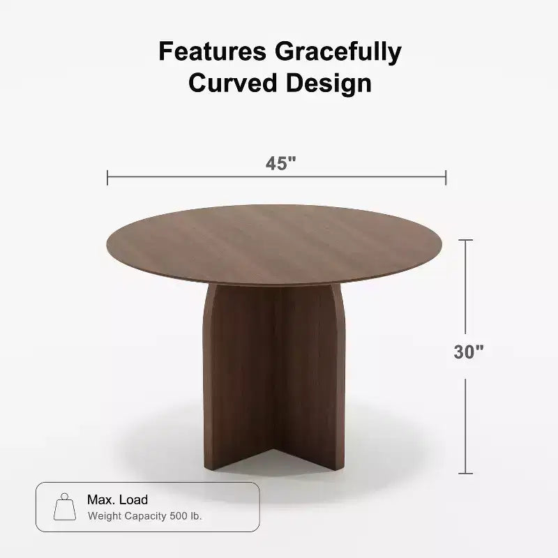 Mesa de comedor redonda de madera MAYEERTY de 45 pulgadas para 4 personas, estilo rústico moderno para cocina y comedor