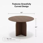 Mesa de comedor redonda de madera MAYEERTY de 45 pulgadas para 4 personas, estilo rústico moderno para cocina y comedor