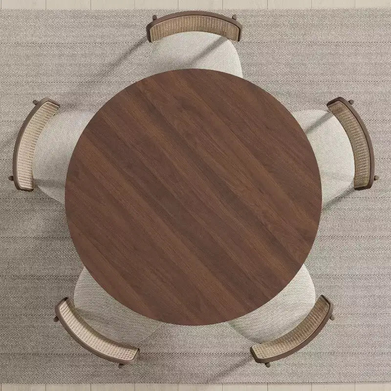 Mesa de comedor redonda de madera MAYEERTY de 45 pulgadas para 4 personas, estilo rústico moderno para cocina y comedor